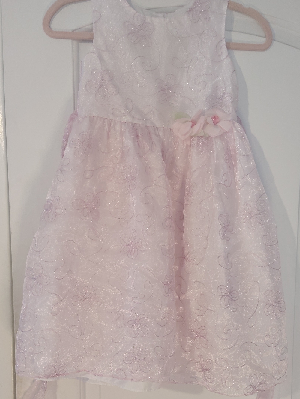 Girls' Pink Lace Overlay Party Dress